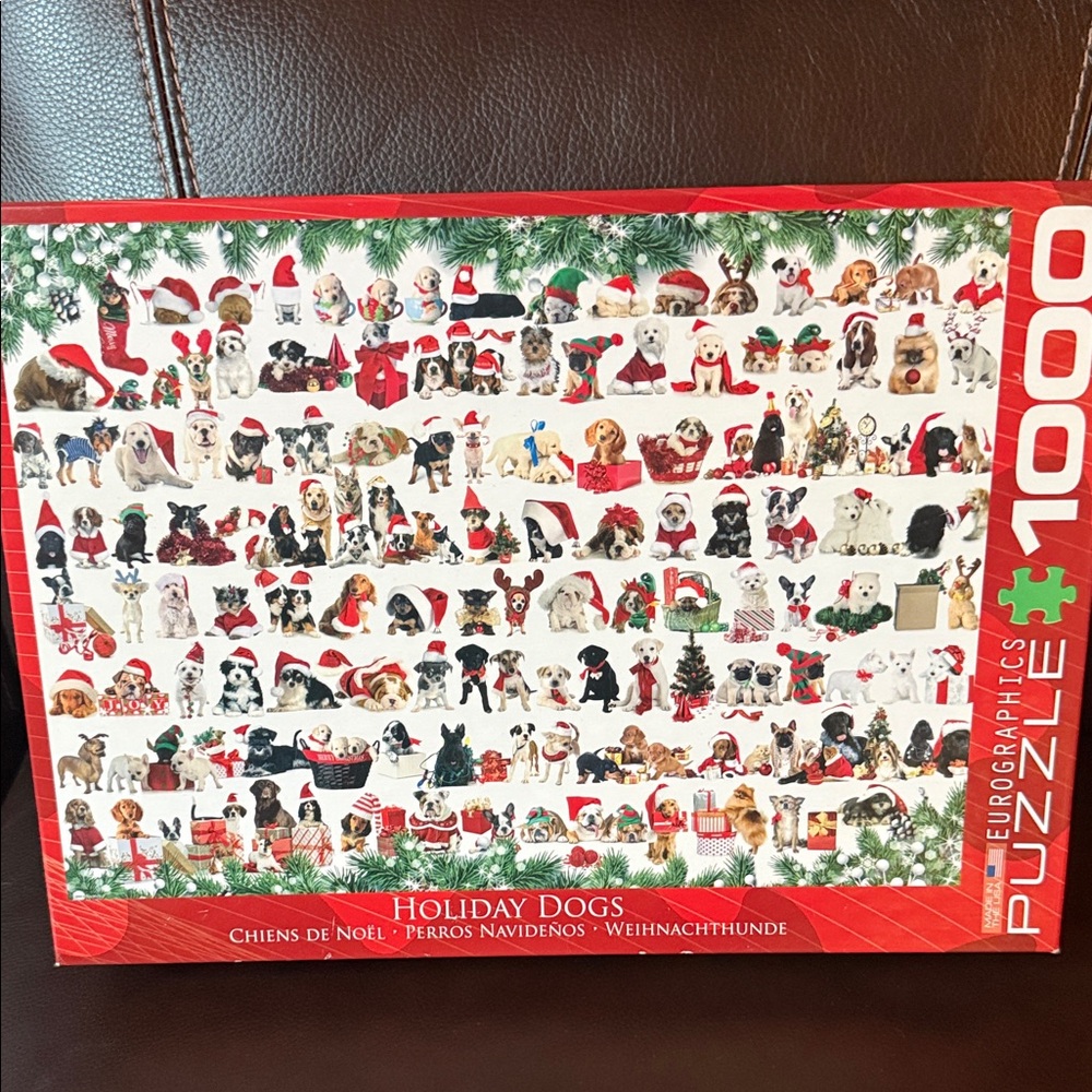 Eurographics Holiday Dogs Puzzle 1000 pieces.  Complete.